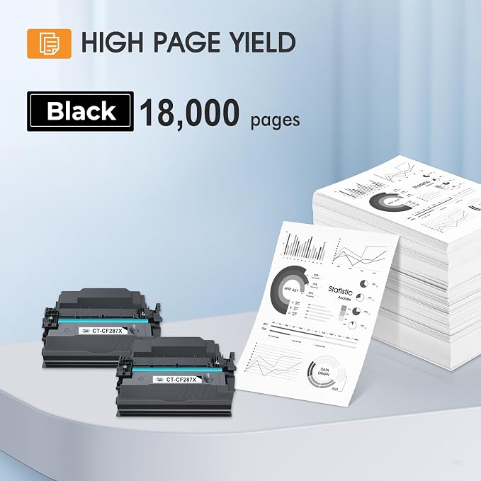 CF287X 87X Black Toner Cartridge High Yield CF287A 87A for HP Printer M501 | Compatible for HP LaserJet Enterprise Pro M501 M506 M501dn M506dn M506n M506x MFP M527f M527dn M527 Series Printer Ink 2-Pack