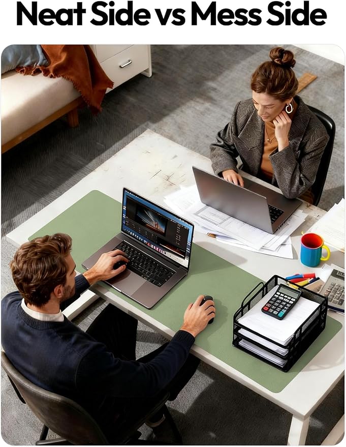 YSAGi Leather Desk Pad Protector, Office Desk Mat, Large Mouse Pad, Non-Slip PU Leather Desk Blotter, Laptop Desk Pad, Waterproof Desk Writing Pad for Office and Home (Bamboo Green,55" x 17.2")