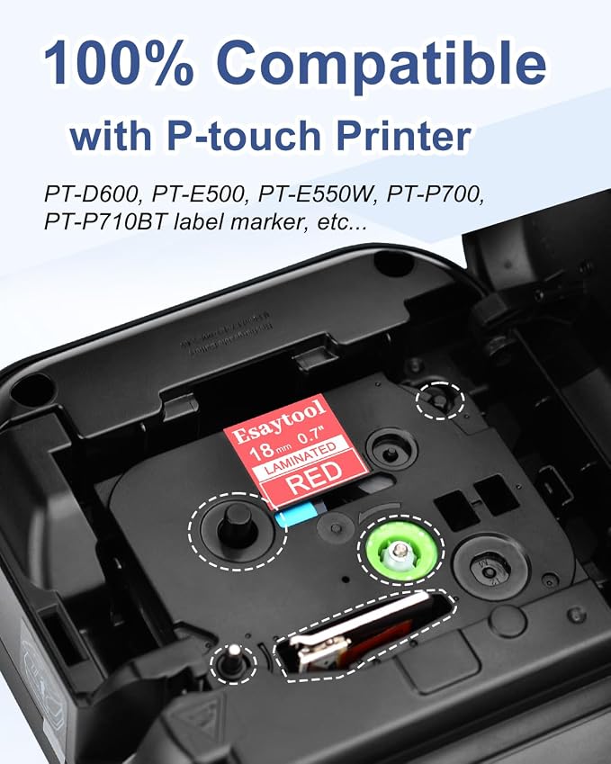 5 Pack Compatible with P-Touch TZe-445 AZE-445 TZ-445 White on Red 18mm 0.7'' Laminated Label Tape Replacement for Ptouch PT-1300 PT-2030 PT-300 PT-D400AD PT-E550W PT-P950NW Label Maker