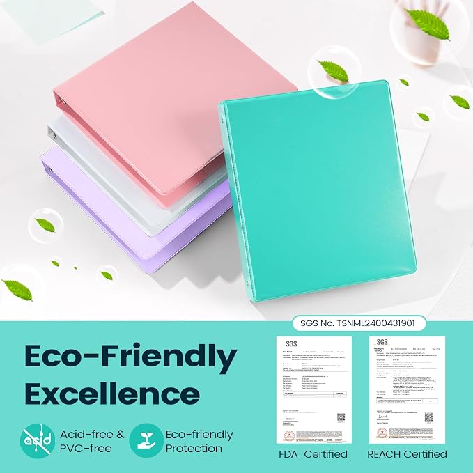 2 Pack BinderX Extra Durable 3 Ring Binder, 2 Inch Binder Round Ring, Fits 900 Sheets of 8.5x11 Paper, Customizable View Cover with Inside Pockets, Cute School Supplies for Girls, Pink & Blue