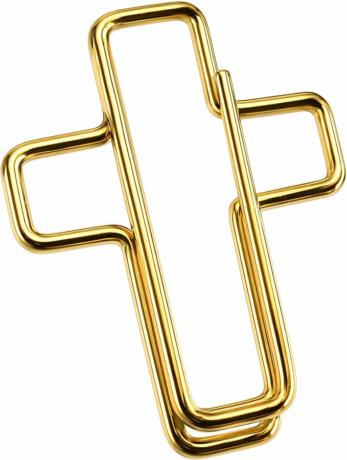 100 Pcs Gold Cross Paper Clips - Cross Paper Clips for Bible, Cross Paperclips for Bible Study and Journaling, Versatile for Home and Office Use