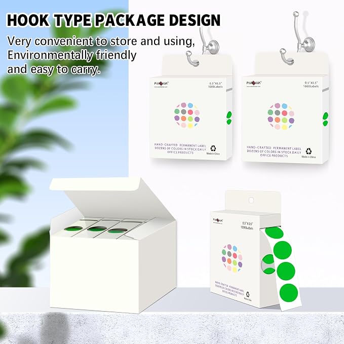 PARLAIM 1/2 Inch Round Permanent Adhesive Color-Code Dot Stickers,4000 Stickers Rolls dots Label Dispenser Box Green Circle Stickers Labels (Green)