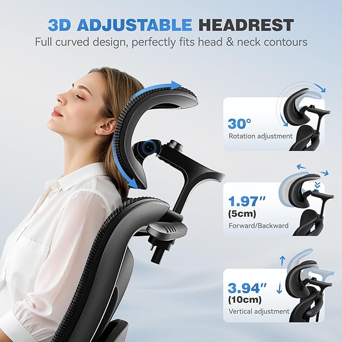Ergonomic Office Chair, High Back Mesh Desk Chairs Comfy with Adjustable Lumbar Support, Home Computer Gaming Chair with 3D Headrest for Long Hours, 8 Pack