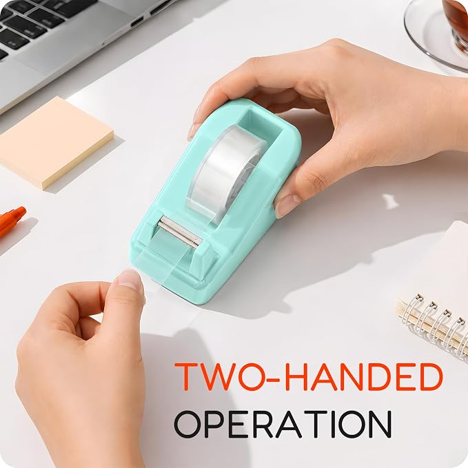 Lightweight Desktop Tape Dispenser, 6 Rolls Tape, 1" Core | Transparent Tape with Stable Non-Skid Base, 0.71" x 1000" Each, for Office, Home, School, Wrapping & Crafts