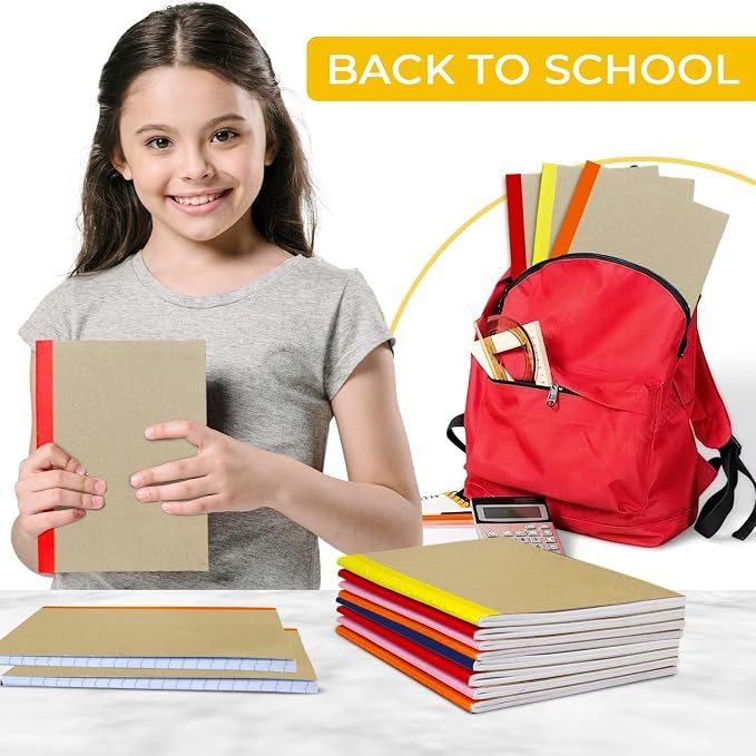 50 Pack A5 Kraft Notebook, Wide Ruled, Bulk Journal Notebook A5 | Bulk Composition Notebook, 120 Pages (60 Sheets) Thick Notebook, 8 x 5.7, Bulk Kraft Travel Journals, Notebook for School
