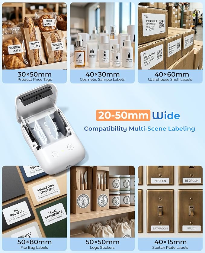 Label Maker Machine, A421 Bluetooth Label Portable Thermal Printer for Small Business & Home, Inkless Printer for Barcode, Address, Office, Compatible with iOS & Android, with 3 Label | for Small Business & Home, Inkless Printer for Barcode, Address, O...