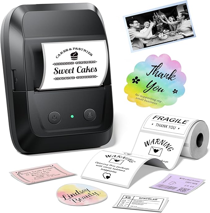 Memoking Label Maker Machine with Tape A42,Address Barcode Label Printer with 2000 Icons & 300 Fonts,Bluetooth Portable Thermal Printer for Small Business,Home,School,Logo,Clothing,Mailing,Bakery