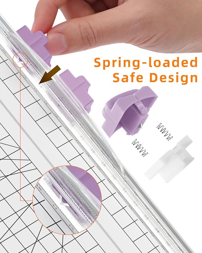 Firbon 5 Piece Purple Refill Blades for Paper Cutter, Spring-Loaded Safeguard Design Replacement Blade for Paper Trimmers