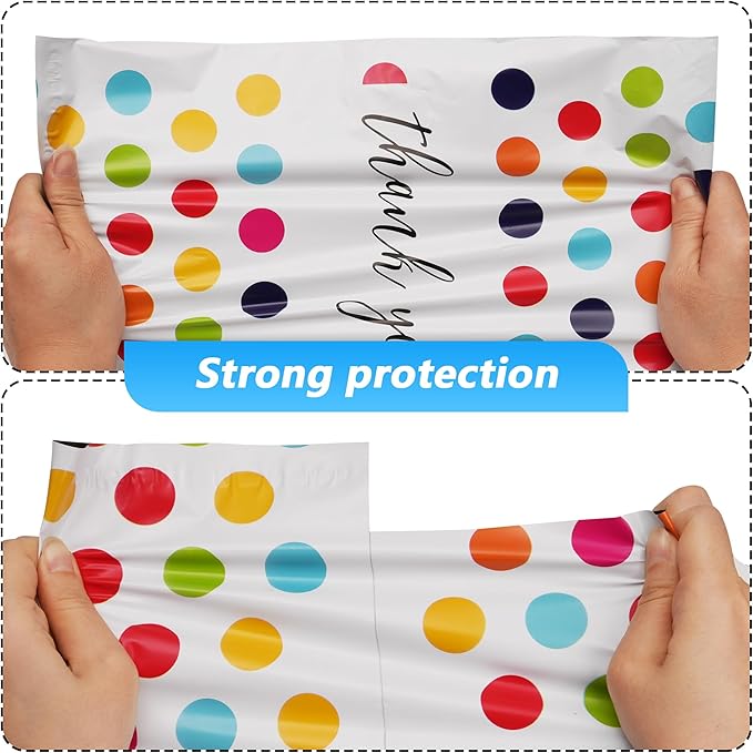 Thank You Poly Mailer 12x15.5 Inch 50 Pcs, Waterproof and Tear-Resistant Shipping Bags for Clothing, Cute Mailing Bags with Self-Seal, Polka Dots Printed Mailing Envelopes