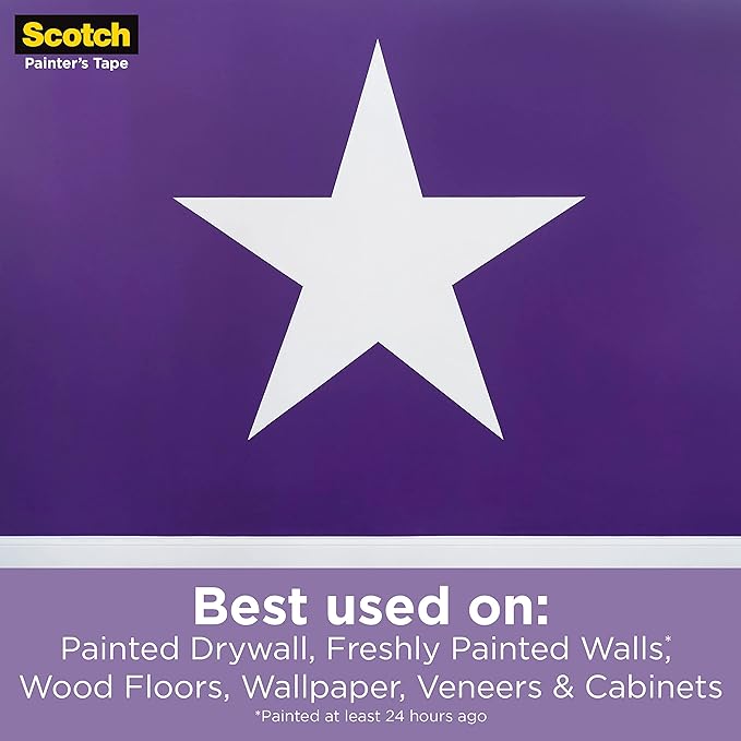 Scotch Delicate Surfaces Painters Tape, 0.94 in x 60 yd, Damage-Free Painting Prep, Protect Delicate Surfaces, UV & Sunlight Resistant, Solvent-Free Adhesive, Indoor Masking Tape, 1 Roll (2080EL-24E)