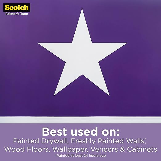Scotch Delicate Surfaces Painters Tape, 1.41 in x 60 yd, Damage-Free Painting Prep, Protect Delicate Surfaces, UV & Sunlight Resistant, Solvent-Free Adhesive, Indoor Masking Tape, 1 Roll (2080-36EC)
