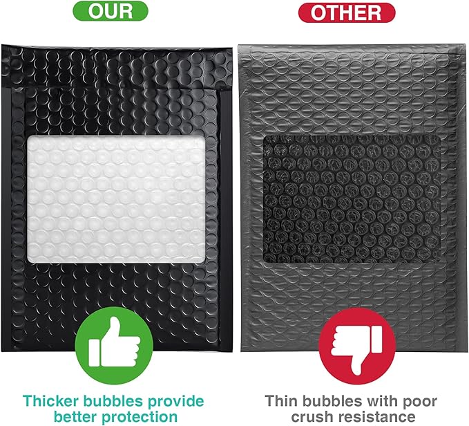 Metronic Bubble Mailer 6X10 Inch Black 500 Pack,Waterproof Padded Envelopes,Self-Seal Small Bubble Mailers Cushioning Bubble Envelopes for Shipping,Jewelry Makeup Supplies, Packaging Bulk