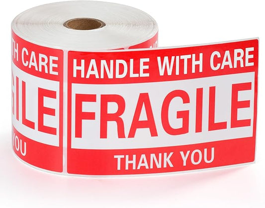 4 x 6 Inch Fragile Stickers Handle with Care 500 Permanent Adhesive Fragile Stickers for Shipping Moving Glass Fragile Labels (1 Roll, 500 Labels)