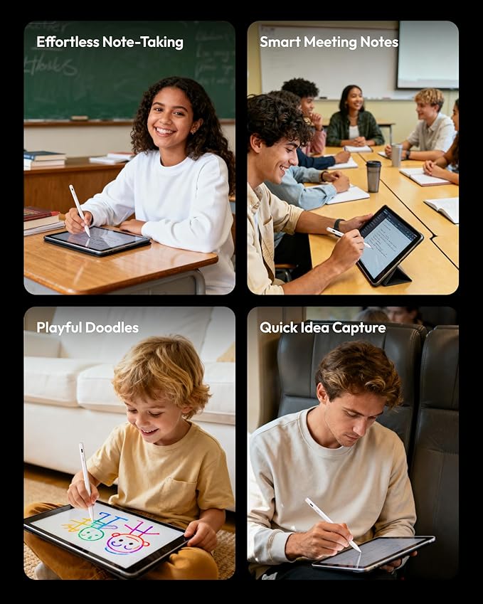 Metapen Pencil Air8 for Apple iPad 2018-2026, 10 Min Faster Charge, Palm Rejection Stylus Pen for iPad a16/11/10/9/8/7/6th Gen, Pro 12.9/11/13-inch M4, Air 3/4/5/M2/M3/M4, Mini 5/6th