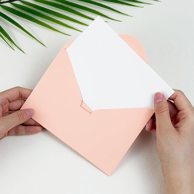 50 PCS Peach Pink Colorful A4 Envelopes,4x6 Envelopes for Invitations | 4x6 Envelopes for Greeting Cards, Great for Invitations, Wedding Invitation, Birthday, Baby Shower, Graduation