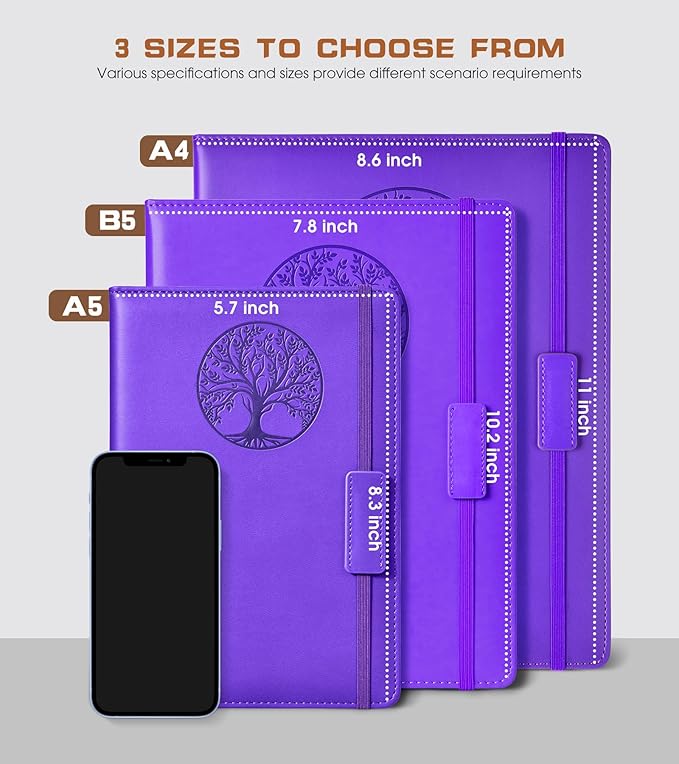 Lined Journal Notebook for Women Men,256 Pages A4 Large Hardcover Leather Journals for Writing,Travel,Business,Work,School,College Ruled Notebooks for Note Taking, Diary Notepad 8.6"×11"