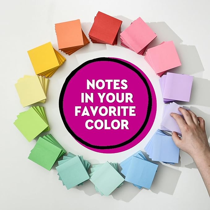Post-it Super Sticky Notes, 5 Sticky Note Pads, 3 x 3 in., Ideal for Organization in Your Dorm, Home or Office, Single Color Packs Collection, Power Pink