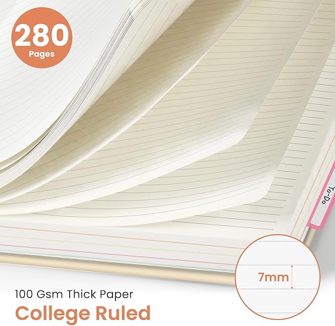 Large Spiral Lined Notebooks for Work with Removable Dividers & Tabs, 8.5"x11" Pretty Hardcover 5 Subject Notebook Journal for Women, College Ruled, Perfect for Study & Office Organization, 280 Pages,Mushrooms Grove