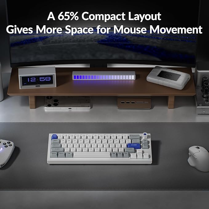 Keychron Q2 HE 8K Wired Hall Effect Gaming Keyboard with Magnetic Switches, 65% Layout, Rapid Trigger, Aluminum Body, Adjustable Actuation, Knob, RGB, Compatible with Mac/Windows/Linux – White