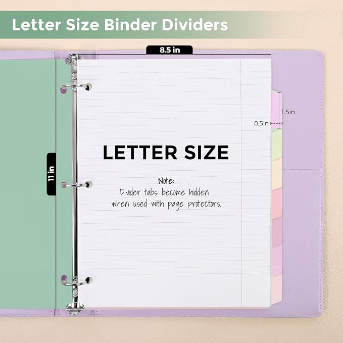 SKYDUE 8 Tab Write & Erase Durable Plastic Dividers for 3 Ring Binders | Letter Size Binder Dividers with Sticker Labels,Aesthetic Pastels Divider Perfect for School, College & Office Life,1 Set