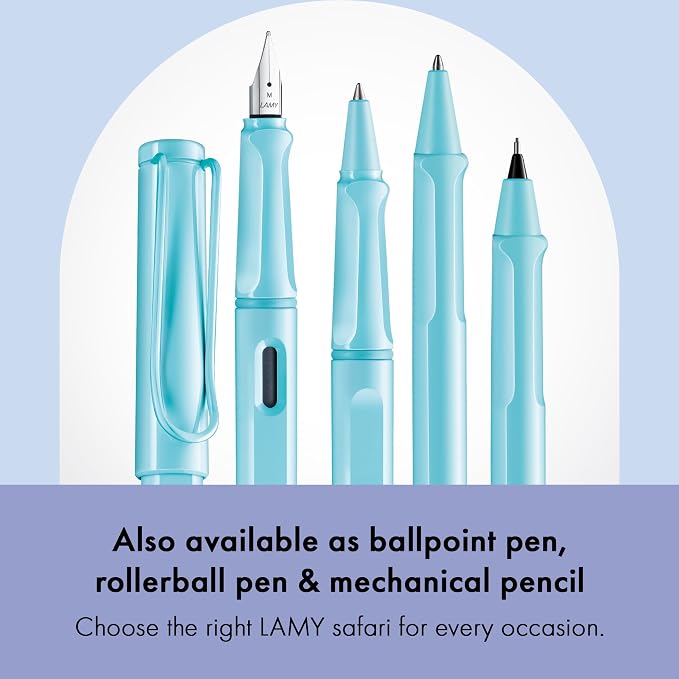 LAMY safari aquasky - Fountain Pen with ergonomic grip & polished steel nib in size EF - ideal for any Writing & Calligraphy - including LAMY T 10 blue cartridge - Right-Handed
