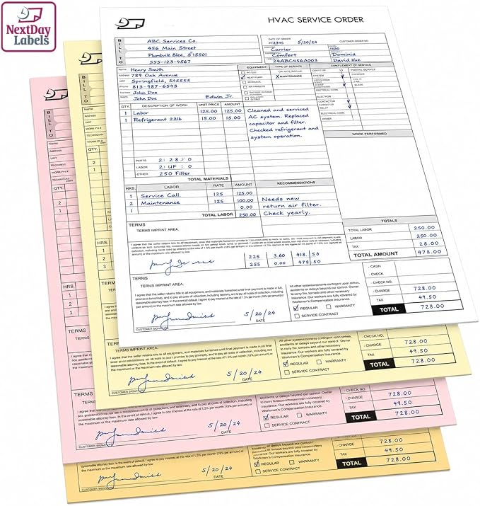 NextDayLabels 4 Part Straight Carbonless NCR Paper White Canary Pink Gold | 8.5" x 11" Pre-Collated Carbonless Copy Paper Delivers Clean Crisp Copies (500 Sheets) Works with Laser Inkjet Printers