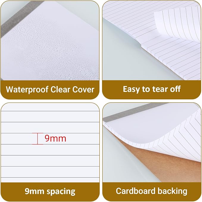 zmybcpack 12 Pack Lined Note Pads Writing Pads 5.5" x 8.5" Memo Pads | Lined Pages, Waterproof Cover, 51 Sheets Each Pad, Double Side Printed