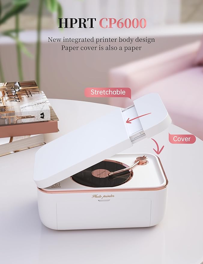 HPRT Photo Printer 4x6,+20 Sheets&1Ribbon White, Portable Instant Picture Printer for iPhone, Android, Audio Function, Thermal Dye-Sublimation, AR Video Printing,Wi-Fi Wireless Photo Printers
