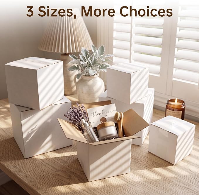 Assorted Shipping Boxes 8X8X8 & 6X6X6 & 5X5X5 Pack of 30, Small shipping box White, 10 PCS Each Corrugated Cardboard Box for Packaging Small Business, Mailing