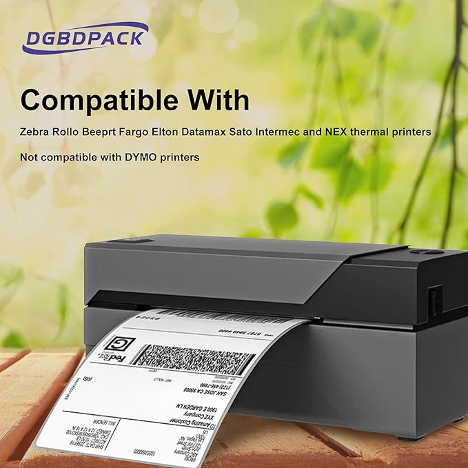 DGBDPACK Fanfold Direct Thermal Shipping Labels 4''x6'' 600 Labels/2 Stacks (300 Pcs per Stack), Compatible with Zebra Rollo Beeprt Printer Ultra Adhesive