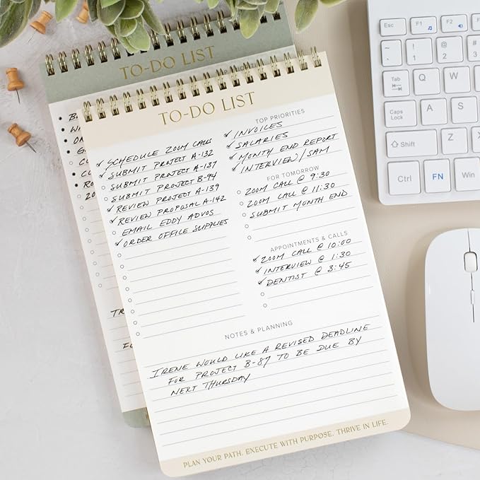ZICOTO Beautiful To Do List Note Pads Set Of 2 for Easy Daily Planning - The Perfect Work Notepads, Notebooks and Office Desk Supplies For Women - Perfect to Effectively Organize Your Tasks