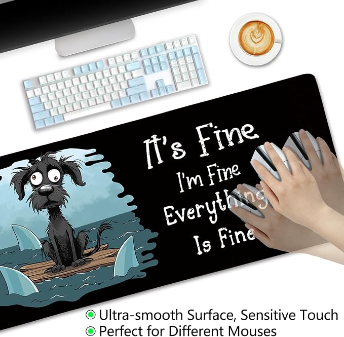 LIMKRIAN Dog Large Mouse Pad Desk Mat for Keyboard and Mouse, 31.5x11.8 in | Stitched Edges, Waterproof Surface, Non-Slip Rubber Base, Funny Desk Accessories For Office Home, Cute Keyboard Mouse Pad