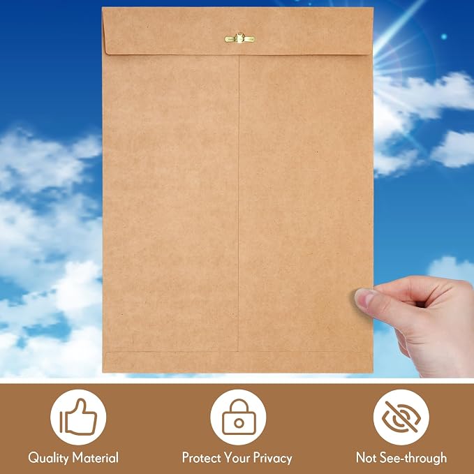 Teling 50 Pcs Manilla Clasp Envelopes Kraft Closure | Metal Clasp Secure Closure, Reinforced Flap, Small Catalog for Documents Mailing Files, Office School Business Home