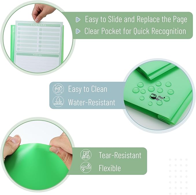 Mr. Pen- Plastic Folders with Pockets and Prongs, 24 Pack, Letter Size, Green, Flexible Plastic Folders with Prongs, Clear Front Pocket and Card Slot