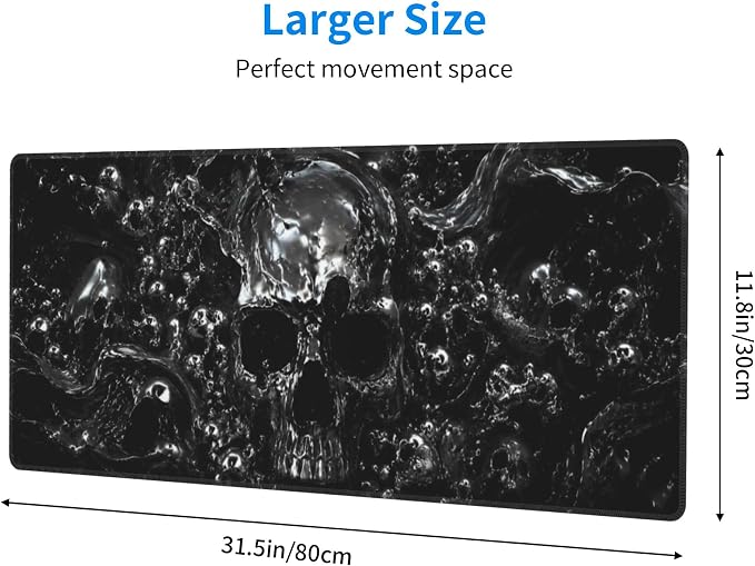 Skull Mouse Pad XL Large Mousepad Non Slip Rubber Base Desk Mat for Laptop Computer Gaming 31.5" X 12"