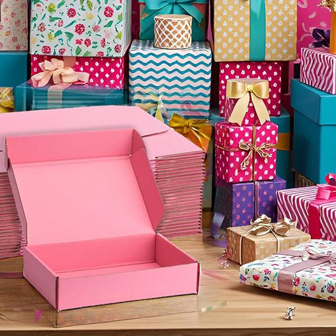 Small Shipping Boxes 9x6x2 Inches – Pink Corrugated Cardboard Boxes (20-Pack) for Mailing, Packing, Small Business & Gift Packaging - Recyclable & Sturdy