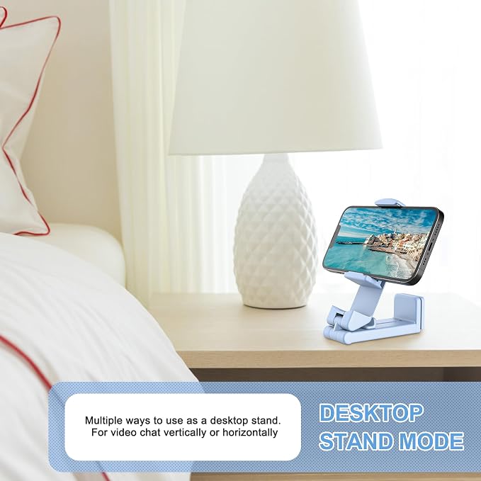 Perilogics Airplane Phone Holder Mount, Plane Travel Essentials (Blue) | Universal in Flight Phone Stand, Hands Free, Dual 360° Rotatio, Must Haves Airplane Travel Accessory