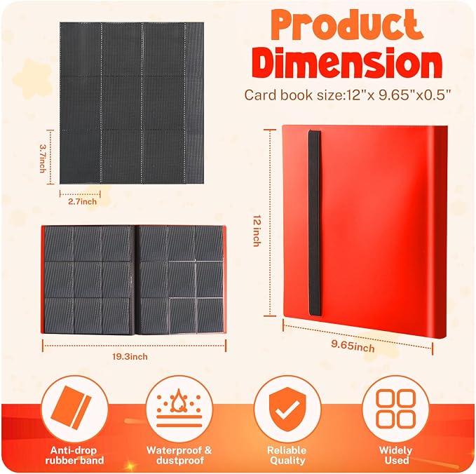 Card Binder, 9 Pocket Trading Card Album Folder,20 Pages, 360 Card Capacity Sports Card Binder, Premium Card Binders Compatible with MTG, TCG, Baseball Cards (Red)