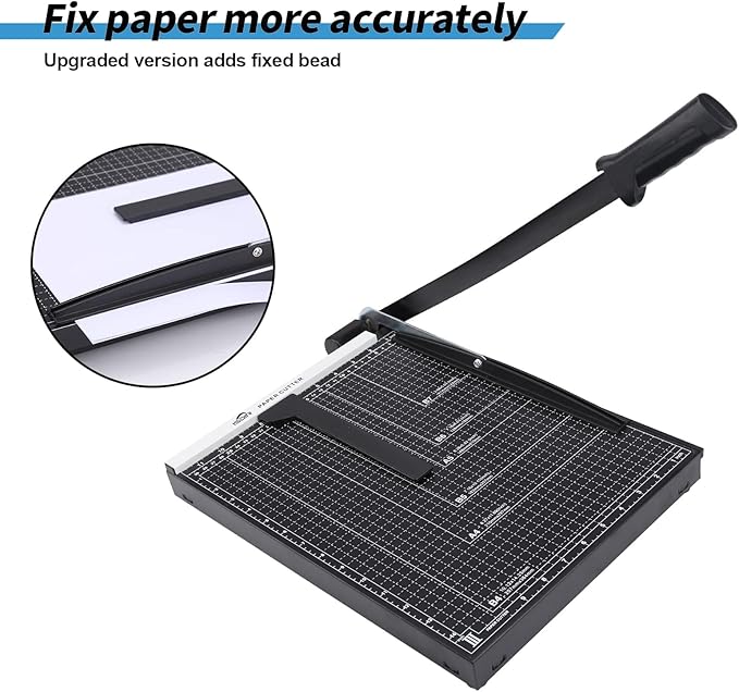 ISDIR 15" Guillotine Paper Cutter with Dual Pressure Bars, 15 Sheet Capacity, Magnetic Guide, Blade Lock, Heavy Duty Metal Base, for Cardstock, Crafts, DIY, Photos & Office