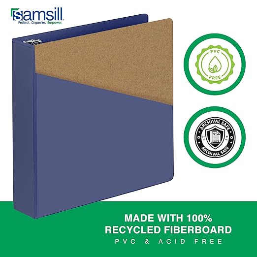 Samsill Durable 2 Inch Binder, D Ring Binder, Customizable Clear View Cover, Midnight Blue, Holds 475 Pages