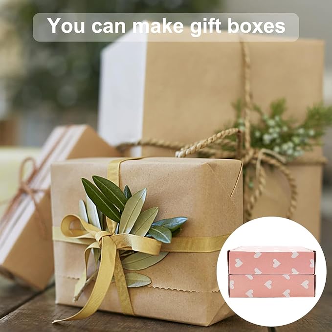 Recyclable Cardboard Small Gift Mailer Boxes for Shipping Packaging Craft Mother's Day Gifts Giving Products (Pink, 9 x 6 x 2 Inch)