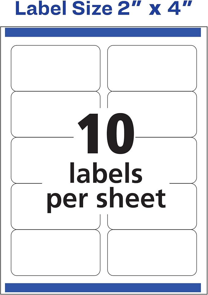 Avery Printable Shipping Labels with Sure Feed, 2" x 4", Matte Clear, 100 Blank Mailing Labels (18863)