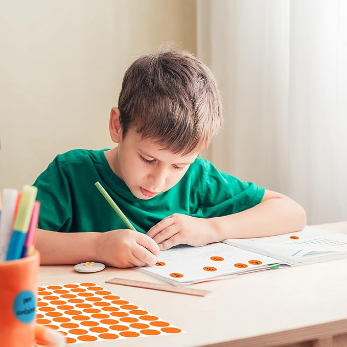 3500 Piece Dot Stickers - 3/4 inch Black Circle Stickers for Office & Classroom (Orange)