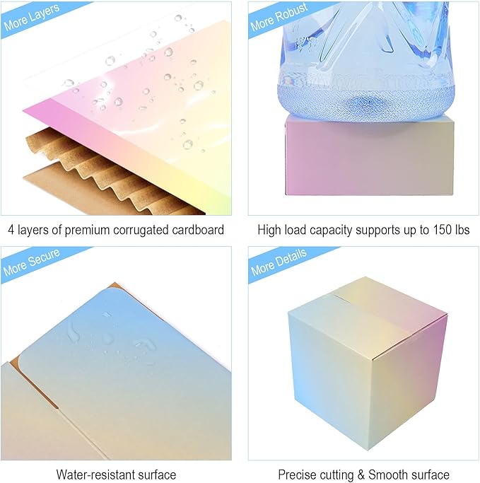 11x6x6 Inch Cute Colorful Shipping Boxes, 30 Pack Corrugated Cardboard Box, Mailing Packaging Boxes for Small Business