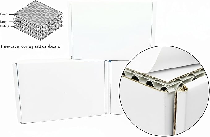 7x5x4 Inches White Corrugated Cardboard Shipping Boxes Set of 2 | Small Mailer Boxes for Business Packaging Mailing , For Business Packaging, For Mailing