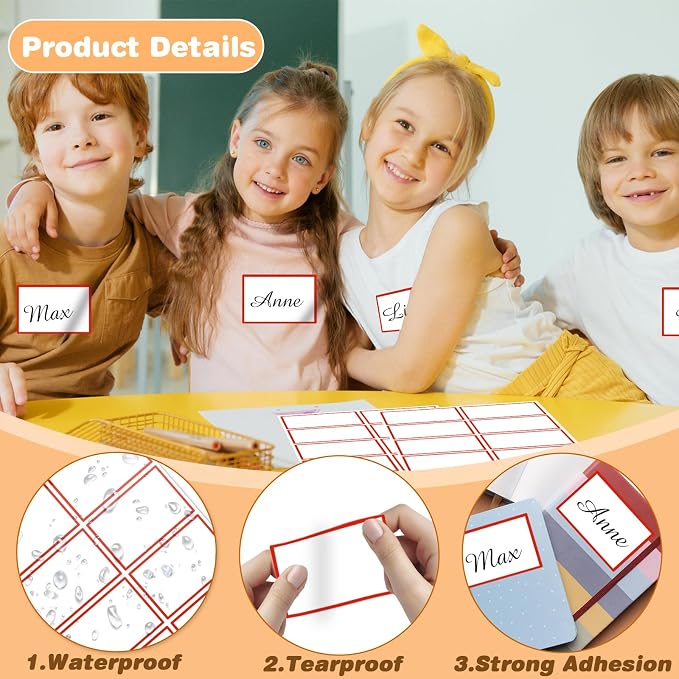 Starboling Name Tag Stickers,200 Pcs 3"x2" Red Plain Name Tag Stickers Colorful Border Name Tag Labels,for Office,Meeting,School and Home（Red）