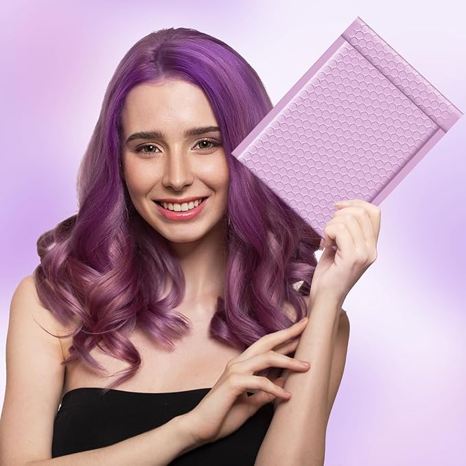 Metronic Bubble Mailers 6x10 Inch 100 Pack Cute Bubble Mailer Usable Size 6x9" Waterproof Padded Envelopes Opaque Padded Envelopes Thick Packaging for Jewelry, Makeup Lavender