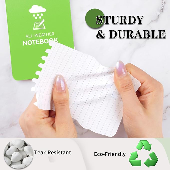 COIDEA Waterproof Notebook, 4 Pack 3" x 5" Top-Spiral Pocket Notepad | Weatherproof NotePad, All Weather Police Pocket Notebook Little Memo Steno Note Pads for Outdoor Office School