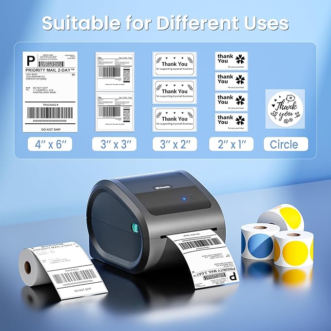 Bluetooth Shipping Label Printer 4x6 - D520BT Thermal Label Printer for Small Business, Thermal Printers with Built-in Label Holder, Compatible with USPS, Tiktok, Amazon