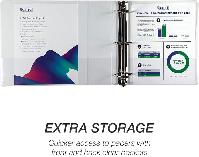 Samsill Durable 3 inch 3 Ring Binder, D Ring Binder, 100% Recycled Chipboard, White, Pallet of 288 Binders in 24 Cartons
